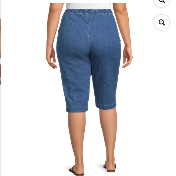 Just My Size Women’s Plus Bling Tab Med. Stonewash Stone Capri Pants 1X (16W) - Picture 7 of 13